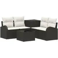 vidaXL Bankstel 6 st Zwart en Crème Wit 55 x 55 x 37 cm