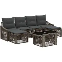 vidaXL Tuinbank Set 7 st Grijs en Donkergrijs poly rattan
