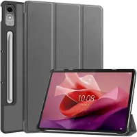 Mobigear Tablethoes geschikt voor Lenovo Tab P12 Hoes | Tri-Fold Bookcase - Grijs