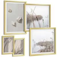 Tulup 5-Delige Schilderij Set - Close-ups van moderne boho-stijl structuren - 50 x 50 cm, 20 x 30 cm en 40 x 60 cm - Muurdecoratie - Decoratieve Schilderijen - Wohnzimmer - Interieur Decoratie