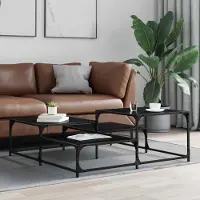 vidaXL Salontafel Zwart eiken 107 x 107 x 40 cm Bewerkt hout