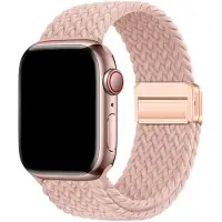 123Watches bandje Zyra - nylon - pink sand - 38 · 40 · 41 & 42 mm - Geschikt voor Apple Watch series 1/2/3/4/5/6/7/8/9/10/11/12/SE/SE2/SE3