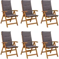 vidaXL Ligstoelen voor Tuin 6 st Naturel Massief Acacia Hout