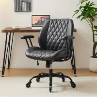 STILVORA Bureaustoel 62 X 62 X 96 Cm - Ergonomisch Met Verstelbare Zithoogte En Draaibaar - Voor Thuis En Kantoor - Leer - Zwart