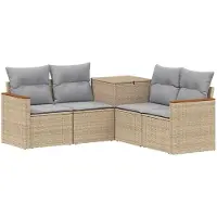 vidaXL Bankstel 5 st Beige en Lichtgrijs Poly Rattan en Staal