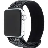 123Watches bandje - nylon - geweven gesp - glitter zwart - 38 · 40 · 41 & 42 mm - Geschikt voor Apple Watch series 1/2/3/4/5/6/7/8/9/10/11/12/SE/SE2/SE3