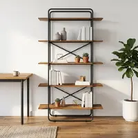 vidaXL Boekenplank 5-laags 100 x 35 x 175,5 cm PB Eikenhout