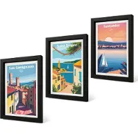 Coloray 4-Delige Schilderij Set - Italiaanse stadjes en retro kustlandschappen - 20 x 30 cm - Decoratieve Schilderijen - Woonkamer - Interieur - Stijlvolle Muurdecoratie