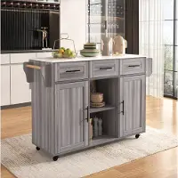 HAUSS SPOLE Keukenkast - Keukeneiland Met Inklapbaar Blad En Opbergruimte - Voor Keuken En Eethoek - MDF - 139x46(71)x91,5 Cm - Grijs