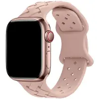 123Watches bandje - gevlochten siliconen - pink sand - 38 · 40 · 41 & 42 mm - Geschikt voor Apple Watch series 1/2/3/4/5/6/7/8/9/10/11/12/SE/SE2/SE3
