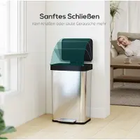 HAUSS SPOLE Prullenbak - 60 L - Pedaalemmer Met Softclose Deksel - Metaal - Zilver - Voor Keuken of Kantoor - Fingerprintbestendig