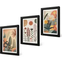 Coloray 4-Delige Schilderij Set - Boho-plantenpatronen in warme tinten met natuur. - 20 x 30 cm - Decoratieve Muurdecoratie - Slaapkamer - Wanddecoratie