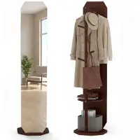 Costway SureDeal - Staande Spiegel - Volledige Llichaams - Standaard Draaibare Garderobe - Kleedspiegel - 39,5x166,5 cm - Walnoot