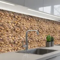 KitchenYeah Keuken achterwand 200x80 cm - Spatscherm zelfklevend Bruin - Roze - Graniet print - Muurbeschermer - Spatwand fornuis