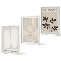 Coloray 3-Delige Schilderij Set - Boho Delicate Posters Abstracte Plantenmotieven - 40x60 - Stijlvolle Wanddecoratie - Interieur - Muurdecoratie