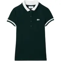 Lacoste Dames Geborduurd Logo Korte Mouwen Polo Shirt (Groen/Wit)