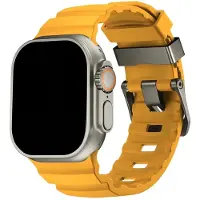 123Watches Ranger bandje - siliconen - geel - 44 · 45 · 46 & 49 mm - Geschikt voor Apple Watch series 1/2/3/4/5/6/7/8/9/10/11/12/SE/SE2/SE3/Ultra/Ultra 2/Ultra 3/Ultra 4