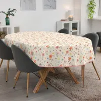 ANRO Tafelkleed Bloemen Meerkleurig Ovaal 160x140cm Met sierband Afwasbaar Waterafstotend