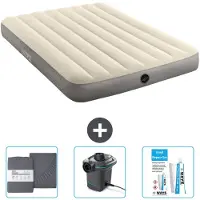 Intex Luchtbed - Twijfelaar - 137 x 191 x 25 cm - Beige - Inclusief Hoeslaken - Pomp en Reparatieset