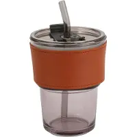 SIA Home Merkloze Thermische Glazen Mok met Rietje - 400ml - Zwart
