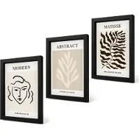 Coloray 4-Delige Schilderij Set - Illustraties van gezichten en bladeren, grafische vormgeving door Henri Matisse - 20 x 30 cm - Schilderijen Set - Wanddecoratie - Woonkamer - Woonkamer Decoratie