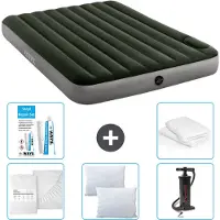 Intex Luchtbed - 2-Persoons - 152 x 203 x 25 cm - Groen - Inclusief Hoeslaken - Kussen - Pomp - Reparatieset en Kussenbeschermer
