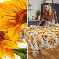 ANRO Tafelkleed Zonnebloemen Meerkleurig 160x120cm Met sierband Afwasbaar Waterafstotend