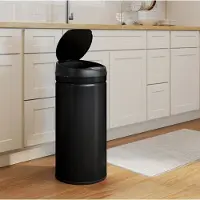 HAUSS SPOLE Sensorprullenbak – Handsfree Openen In 0,5 Seconde – 42 Liter 30,5 x 30,5 x 68 cm – Metaal – Zwart – Voor Keuken En Kantoor