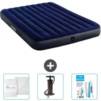 Intex Luchtbed - 2-Persoons - 152 x 203 x 25 cm cm - Blauw - Inclusief Hoeslaken - Pomp en Reparatieset