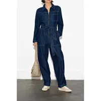 French Connection Archie Denim Leg Boiler Suit Dark Indigo Dark Indigo Maat: 10 | Jumpsuits Outlet | Dames | Blauw