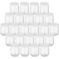 Famanu – Set van 24 weckpotten van 190 ml, rond met schroefdeksel, kleine voorraadpotten voor inmaken en bewaren, ideaal voor keuken en hobby