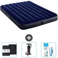 Intex Luchtbed - Twijfelaar - 137 x 191 x 25 cm - Blauw - Inclusief Hoeslaken - Pomp en Reparatieset