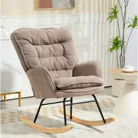 HAUSS SPOLE Schommelstoel - Fauteuil Met Armleuningen En Chenilleoptiek - Rustgevend Schommelen Voor Woonkamer En Slaapkamer - Stof Bruin