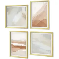 Coloray 4-Delige Schilderij Set - Abstracte landschappen in bruine en beige tinten. - 40 x 40 cm en 40 x 60 cm - Wanddecoratie - Schilderijen Set - Kantoor - Stijlvolle Muurdecoratie