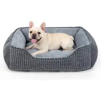 Markenlos – Hondenmand voor kleine honden, wasbaar donzig hondenbed, zachte en ademende pluche hondenmand, 51x48x15 cm, antislip
