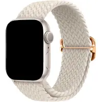 123Watches bandje Weavy - nylon - sterrenlicht - 44 · 45 · 46 & 49 mm - Geschikt voor Apple Watch series 1/2/3/4/5/6/7/8/9/10/11/12/SE/SE2/SE3/Ultra/Ultra 2/Ultra 3/Ultra 4