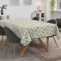 ANRO Tafelkleed Ranken Groen 180x100cm Met sierband Afwasbaar Waterafstotend Binnen & Buiten