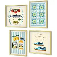 Coloray 4-Delige Schilderij Set - Fruitpatronen en elementen van de Italiaanse cultuur - 40 x 40 cm en 40 x 60 cm - Moderne Wanddecoratie - Woonkamer - Interieur Decoratie