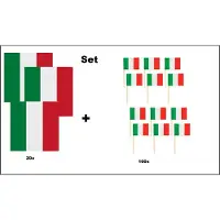 Wefiesta 20 stuks Servetten Italie 33cm x 33cm 3 laags + 100x Cocktailprikkers Italie - Italie set - Italy thema feest voetbal