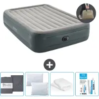 Intex Luchtbed - 2-Persoons - 152 x 203 x 46 cm - Grijs - Inclusief pomp - Hoeslaken - Kussen - Reparatieset en Kussenbeschermer