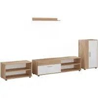 Vicco Woonwand Berno, Goudkleurig Eiken/Wit, Set van 4 stuks