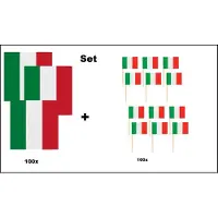 Wefiesta 100x Servetten Italie 33cm x 33cm 3 laags + 100x Cocktailprikkers Italie - Italie set - Italy thema feest voetbal