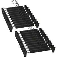 Famanu – Set van 20 rokhangers, broekhangers met verstelbare roestwerende clips voor broeken, rokken en kleding, zwart