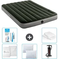 Intex Luchtbed - Twijfelaar - 137 x 191 x 25 cm - Groen - Inclusief Hoeslaken - Kussen - Pomp - Reparatieset en Kussenbeschermer