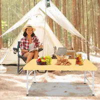 HAUSS SPOLE Campingtafel - Opvouwbaar Met Verstelbare Hoogte En Handgreep - Voor Kamperen Picknick Feest En Binnengebruik - Geel - 125x61 Cm
