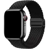 123Watches bandje Zyra - nylon - zwart - 44 · 45 · 46 & 49 mm - Geschikt voor Apple Watch series 1/2/3/4/5/6/7/8/9/10/11/12/SE/SE2/SE3/Ultra/Ultra 2/Ultra 3/Ultra 4