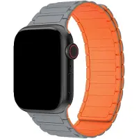 123Watches bandje Zyro - siliconen - grijs oranje - 44 · 45 · 46 & 49 mm - Geschikt voor Apple Watch series 1/2/3/4/5/6/7/8/9/10/11/12/SE/SE2/SE3/Ultra/Ultra 2/Ultra 3/Ultra 4