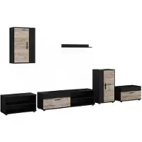 Vicco Woonwand Berno, Zwart/Zand eik, Set van 6 stuks