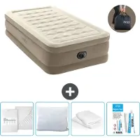 Intex Luchtbed - 1-Persoons - 99 x 191 x 46 cm - Beige - Inclusief pomp - Hoeslaken - Kussen - Reparatieset en Kussenbeschermer