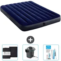 Intex Luchtbed - Twijfelaar - 137 x 191 x 25 cm - Blauw - Inclusief Hoeslaken - Pomp en Reparatieset